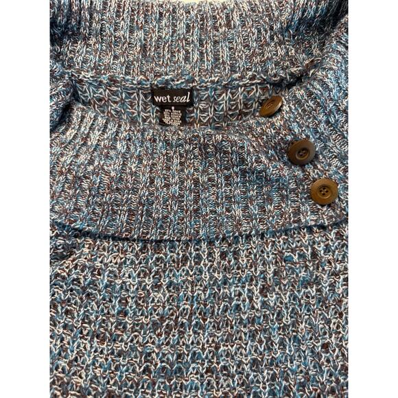 VTG Y2K Wet Seal Mohair Blend Off Shoulder Cowl Neck Sweater Goth Grunge Boho S - Picture 4 of 6